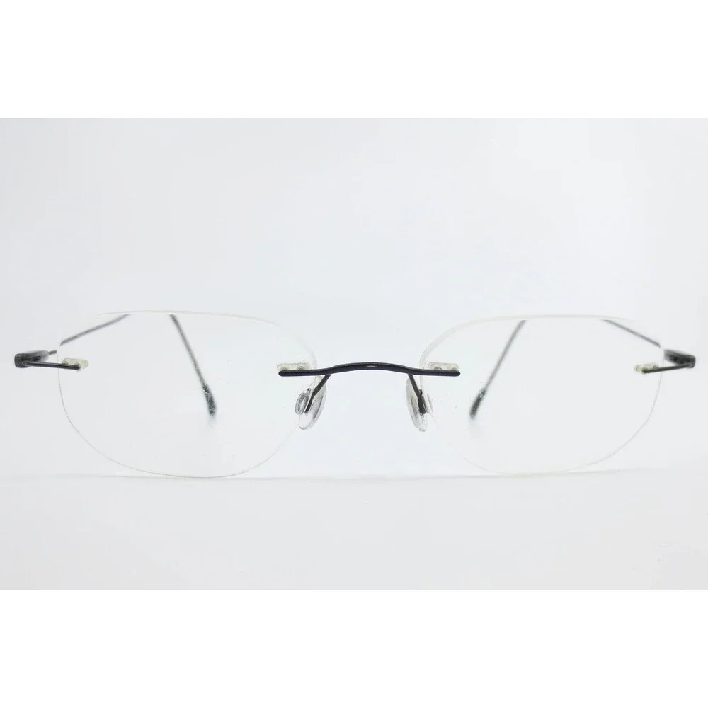 Rimless Minimalist Wire Frame Eyeglasses Black Gunmetal Cable Temples 39733